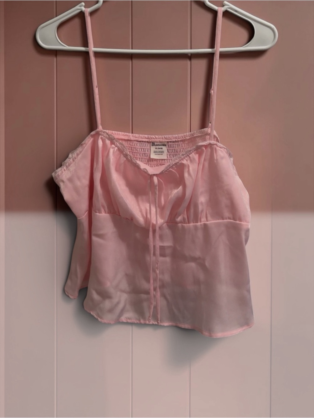 No Boundaries Light Pink Satin Cami with Adjustable Straps